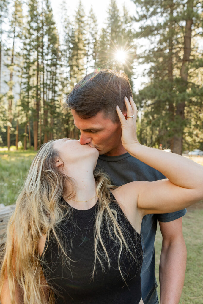 an engagement photoshoot outdoors in yosemite
