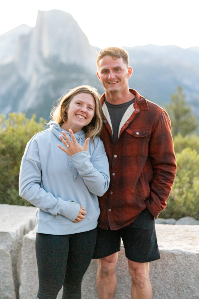 an engagement photoshoot outdoors in yosemite
