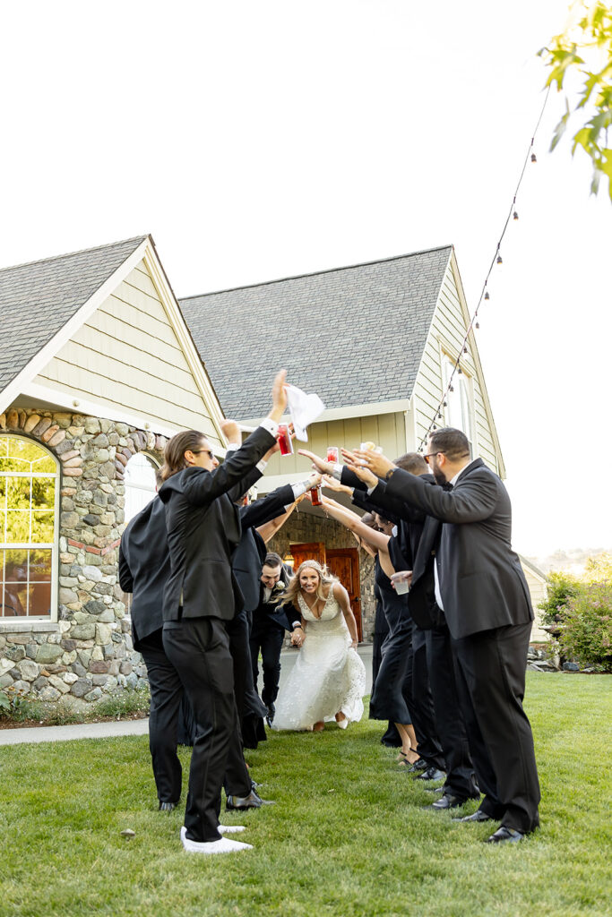 couple posing for wedding photos
