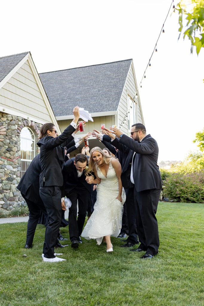 couple posing for wedding photos
