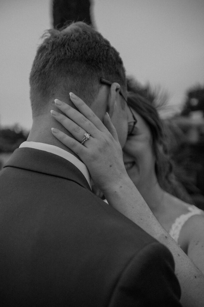 a couple posing for their wedding portraits
