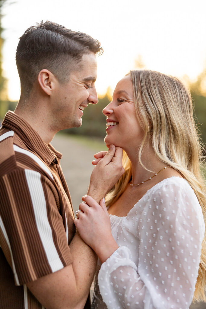 Newly Engaged couple taking couples photos