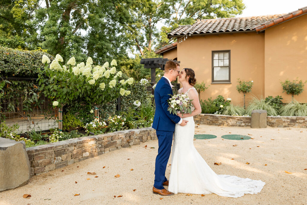 a couple posing for their wedding portraits
