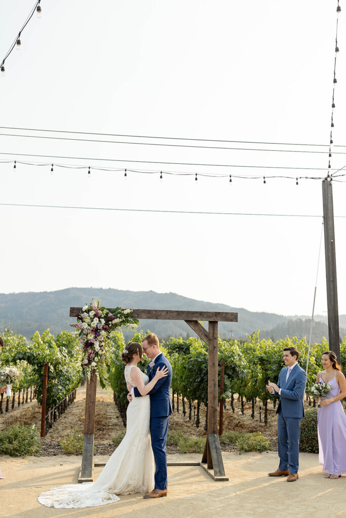 a couple posing for their wedding portraits
